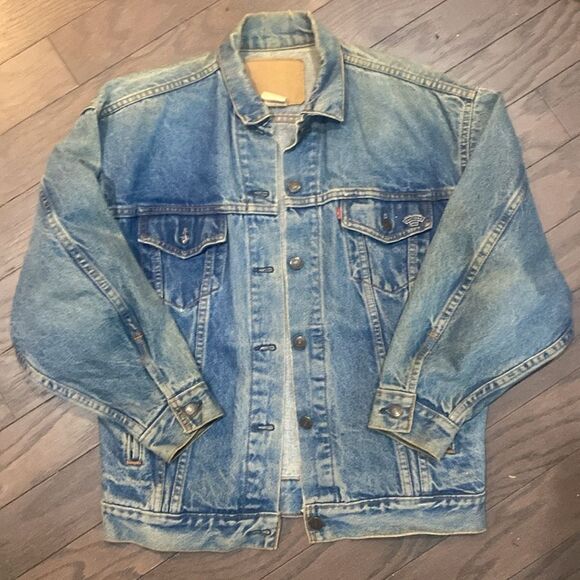 Vintage Levi’s 705 4 Pocket Chore Work Denim Jean Trucker Jacket Men’s Size S - Picture 2 of 6